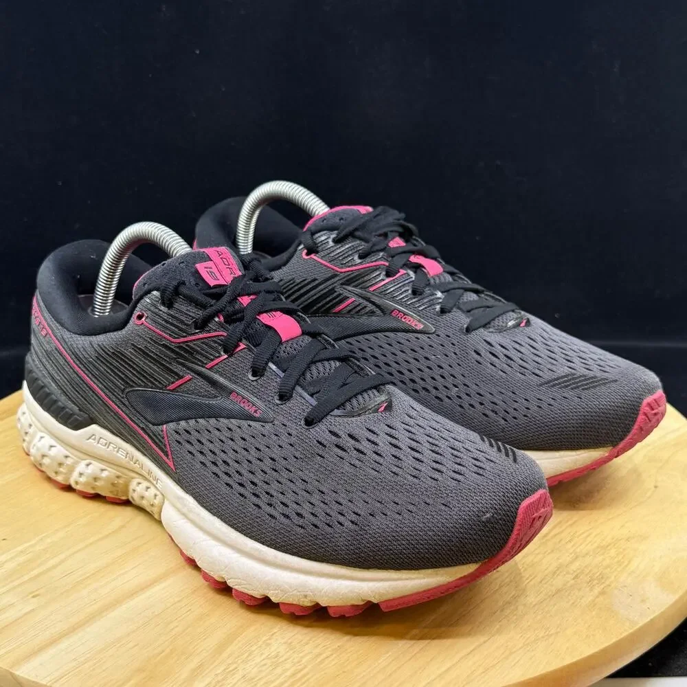 Brooks Adrenaline GTS 19 Women's Running Shoes Gray Pink 1202841B069 Size 10 B